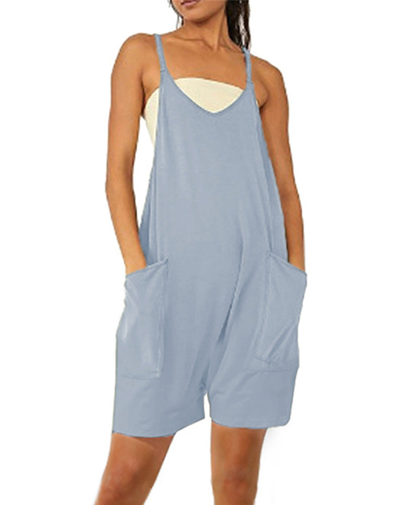 Women's Casual Zipper Pocket Jumpsuit Overalls