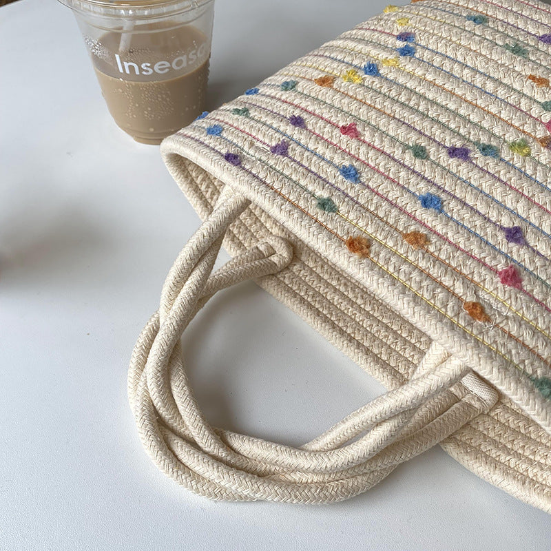 Women's Colorful Woven Straw Handbag