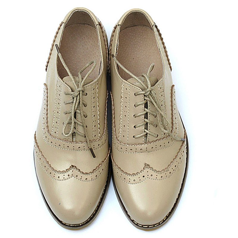 Women's Fashion Leather British Style Pointed Toe Flat Shoes