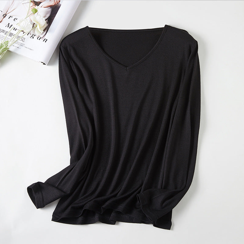 Womens V-neck Slim-fit Thermal Base Layer Top