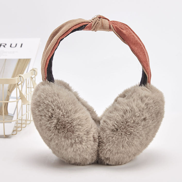 New Two-color Headband Folding Lazy Rabbit Fur Warm Earmuffs