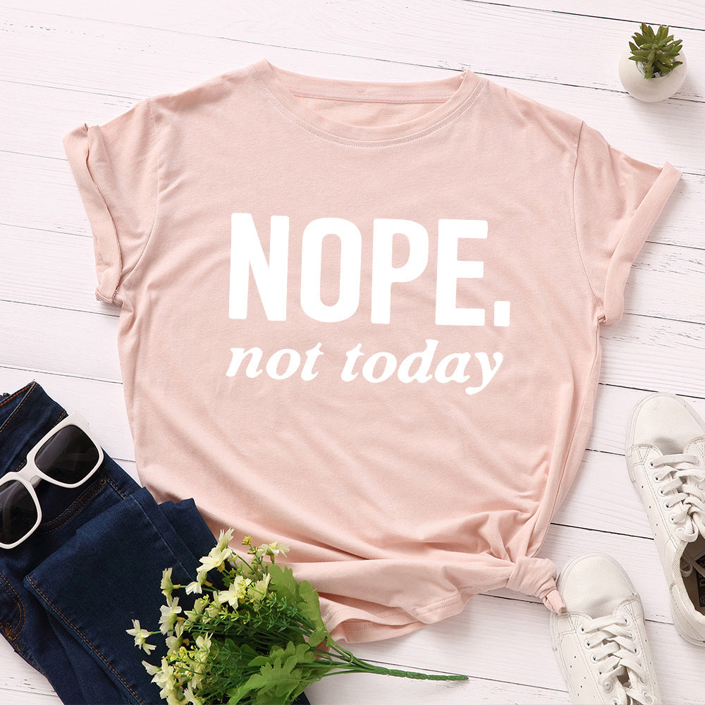 Women's Letter Loose Round Neck Short Sleeve T-Shirt