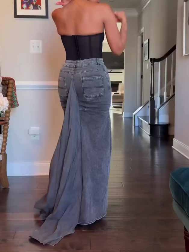 Denim Bodycon Maxinederdel
