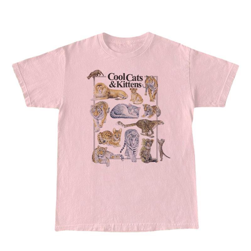 Printet Cool Cat Vintage T-shirt Unisex