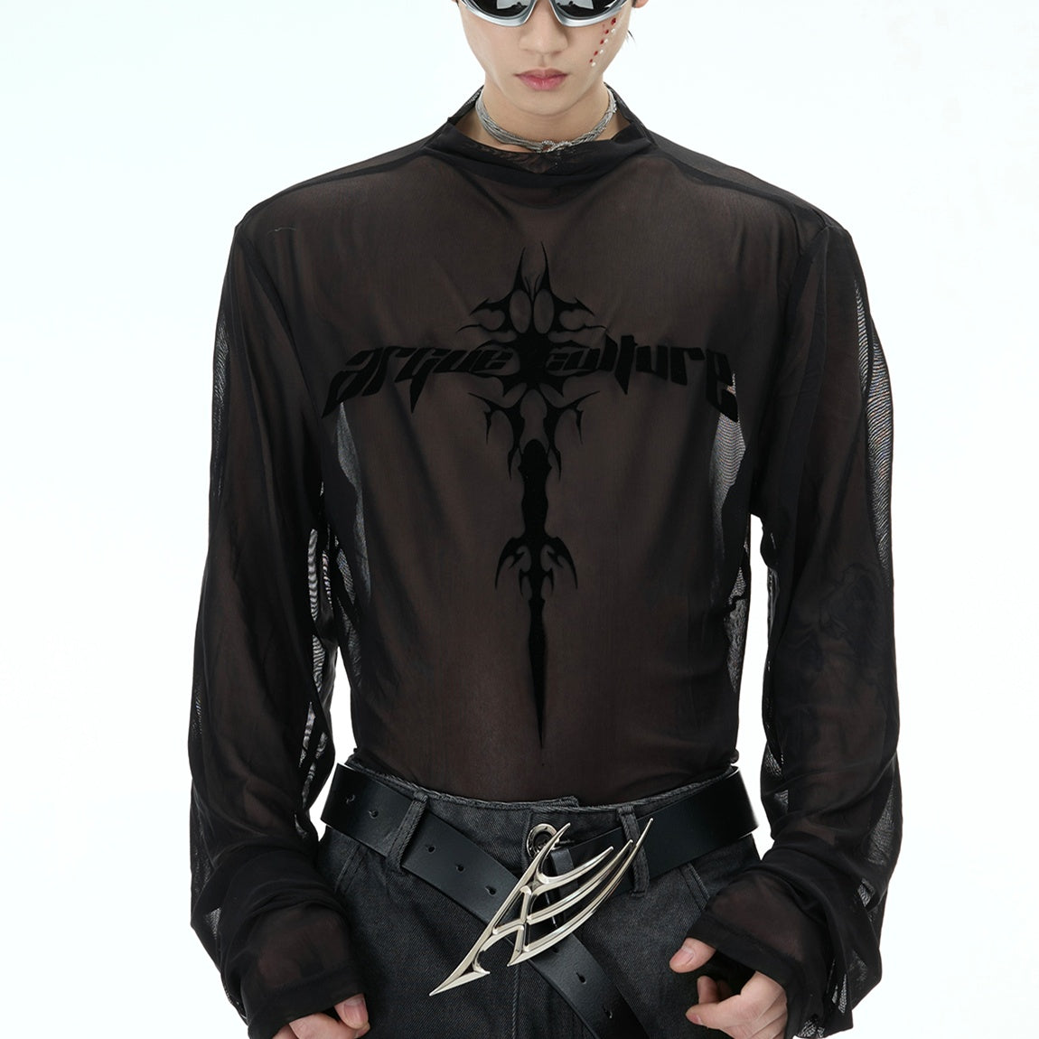 Niche Sheer Mesh Bottoming Shirt Punk Long Sleeves Inner Wear