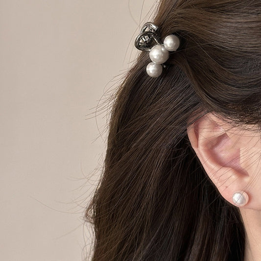 Grey Cherry Pearl Small Claw Clip Women's New High-end