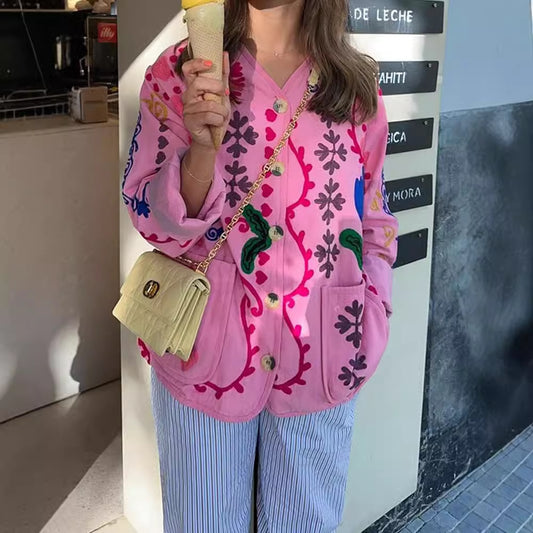 Fashion Individual Casual Style Flower Jacket For Women