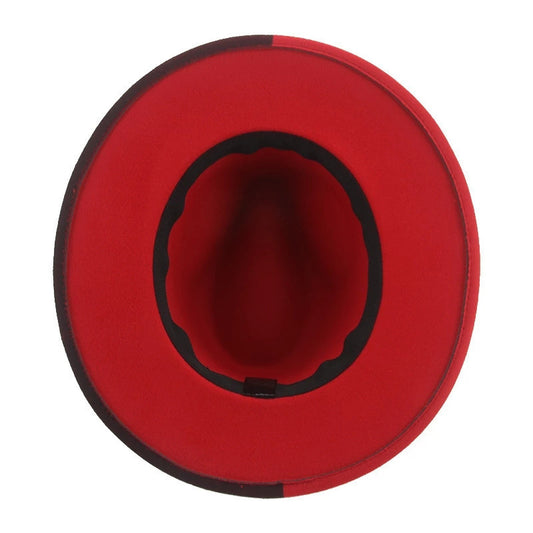 Colorblock Wool Felt Ribbed Gradient Jazz Hat