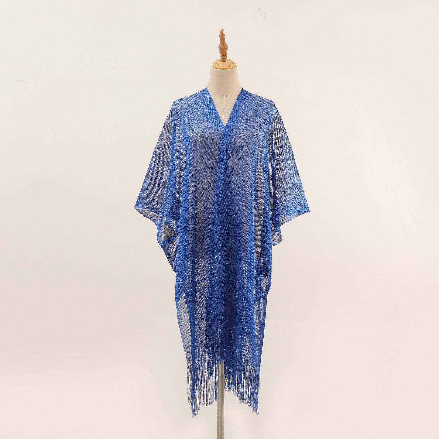 Flat Towel Shawl Gold And Silver Silk Slit Fashionable Beachwear Vacation Sun Protection Shirt