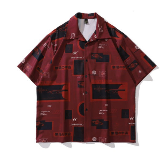 High Street Retro Dark Design Short Sleeve Shirt