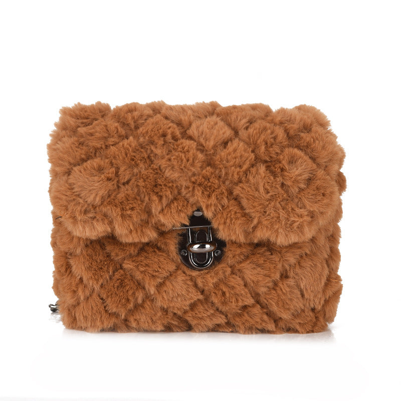 Women's Fashion All-match Plush Chain Shoulder Messenger Bag