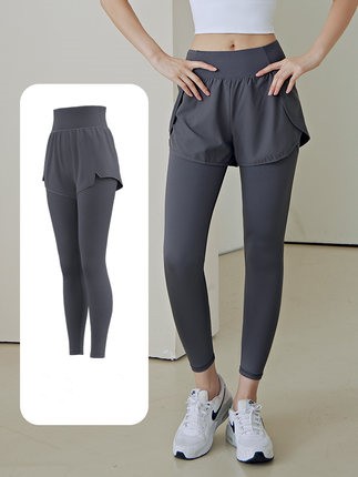 Yoga Pants Women's High Waist Buttock Lifting Fake Two-piece Sports Suit Quick Dry