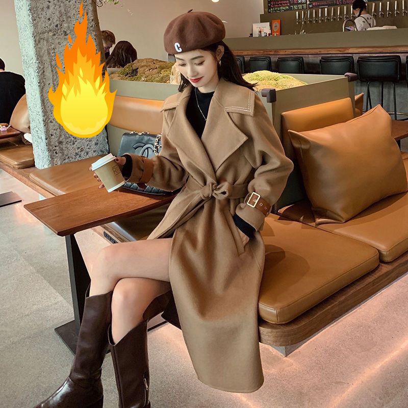 Mid-length Women's Elegant Woolen Overcoat