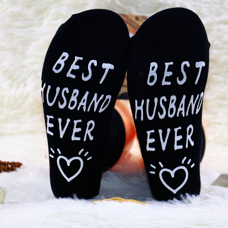 Cotton Mid-calf Length English Alphabet Socks