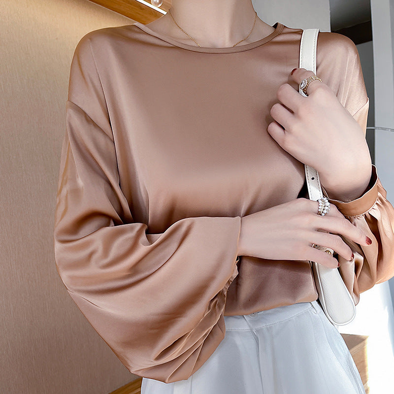 High-grade Round Neck Collarbone Simple Graceful T-shirt