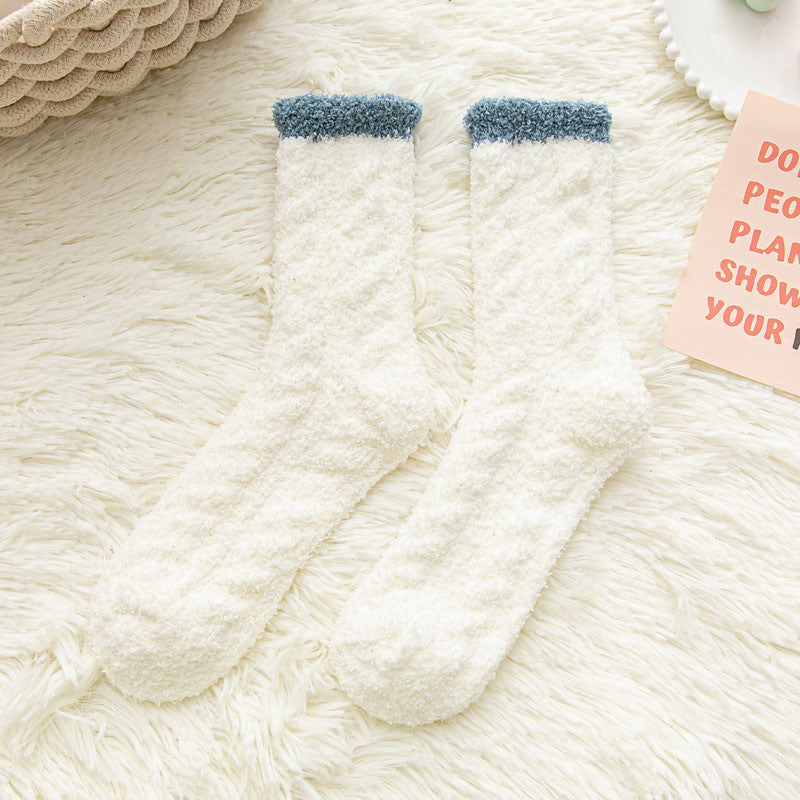 Thickened Thermal Coral Fleece Twist Women's Socks Pile Style Middle Tube