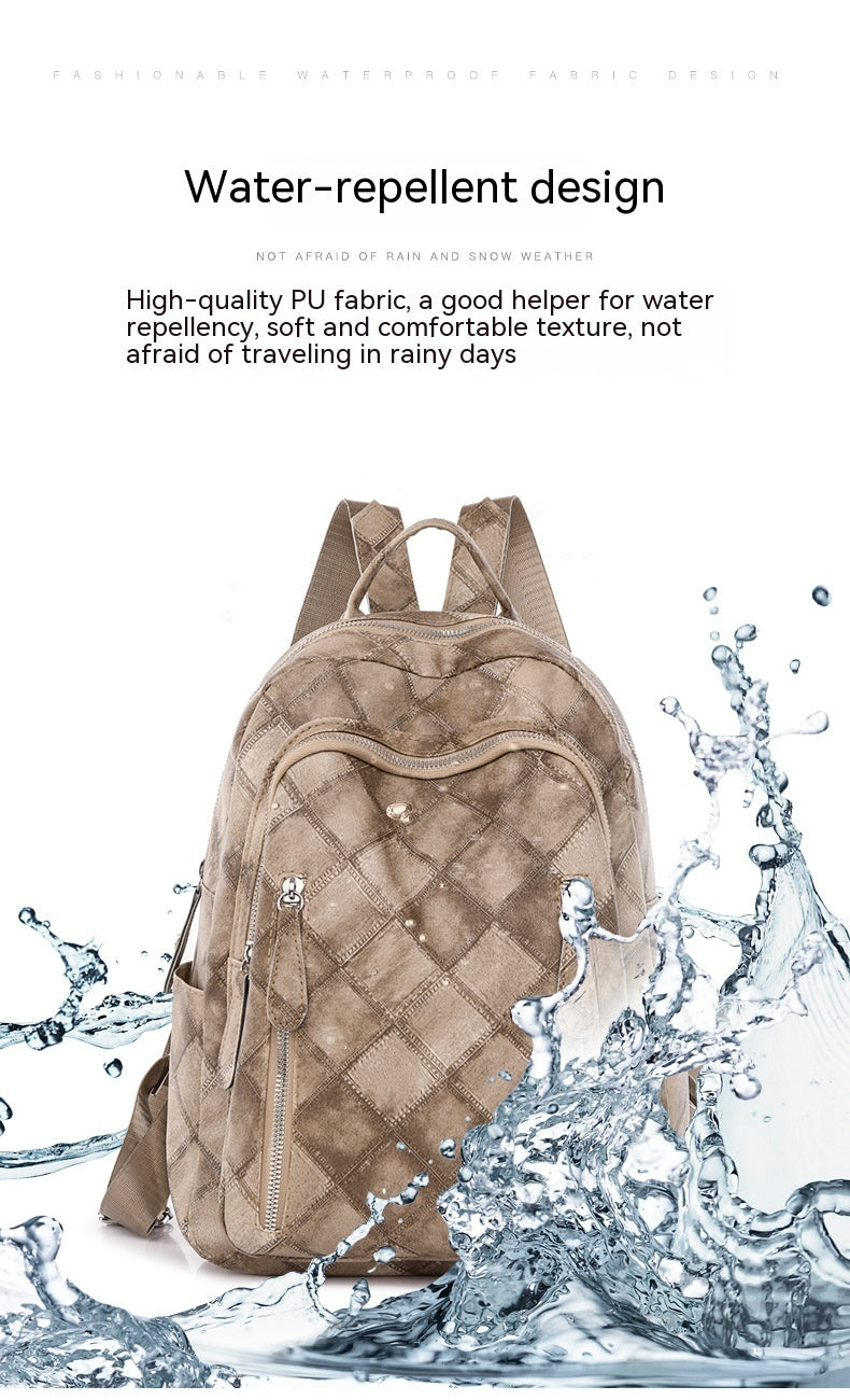 Casual Retro Women's Soft Leather Fashion Rhombus Urban Simple Backpack