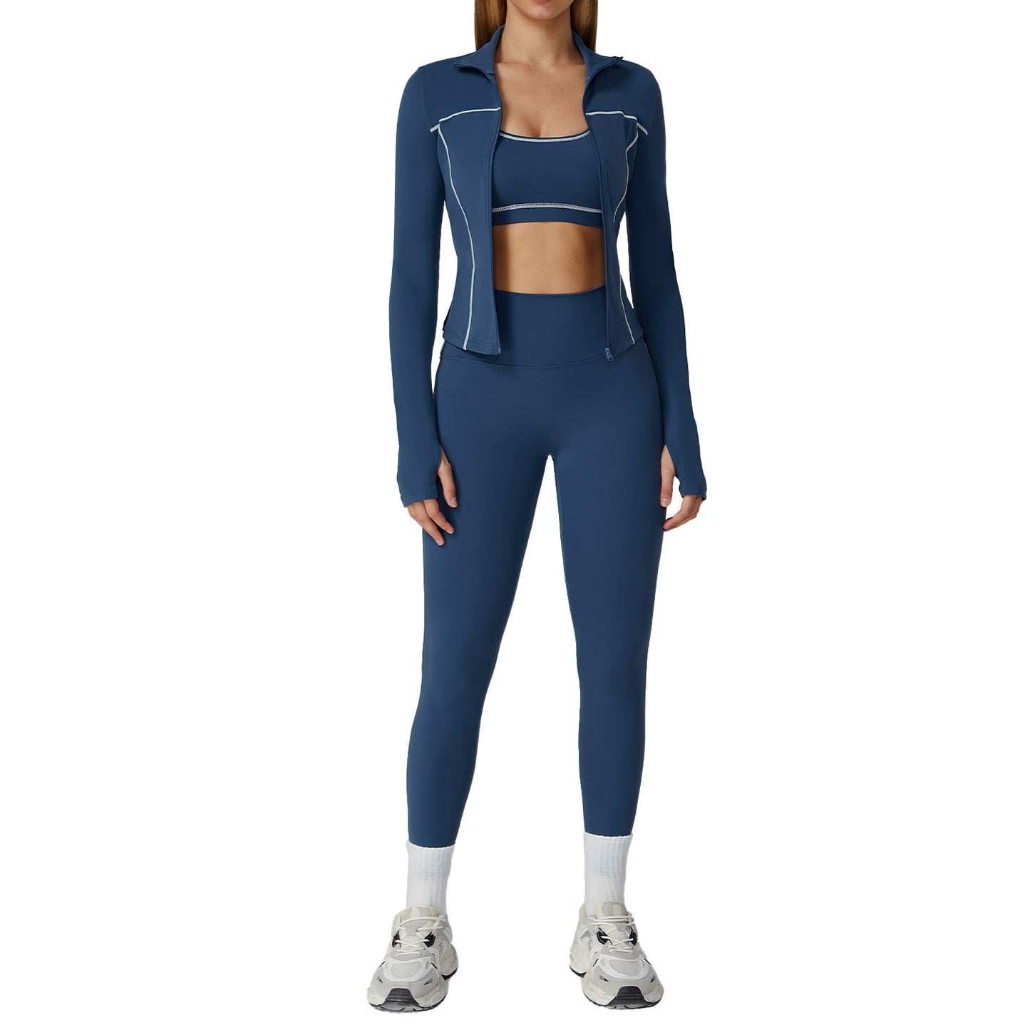 Zipper Slim Fit Yoga Health Sports Three-piece Suit