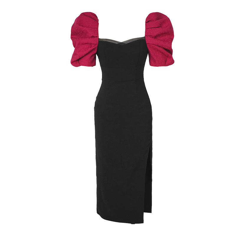 Slim Fit Split Step Wrap Hip Dress