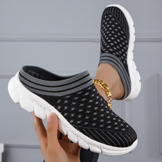 Breathable Flyknit Socks Semi Slipper Women's Shoes Lightweight Casual