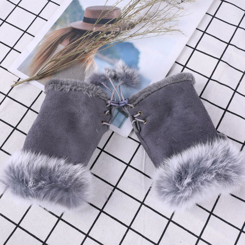 Women's Butterfly Pattern Fleece Gloves Sleeves