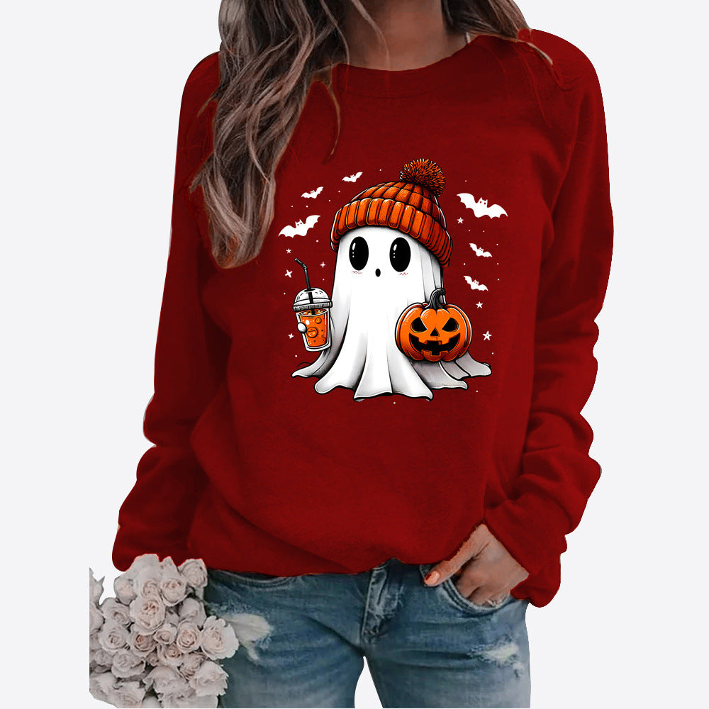 Halloween Rundhals Print Langærmet Sweater