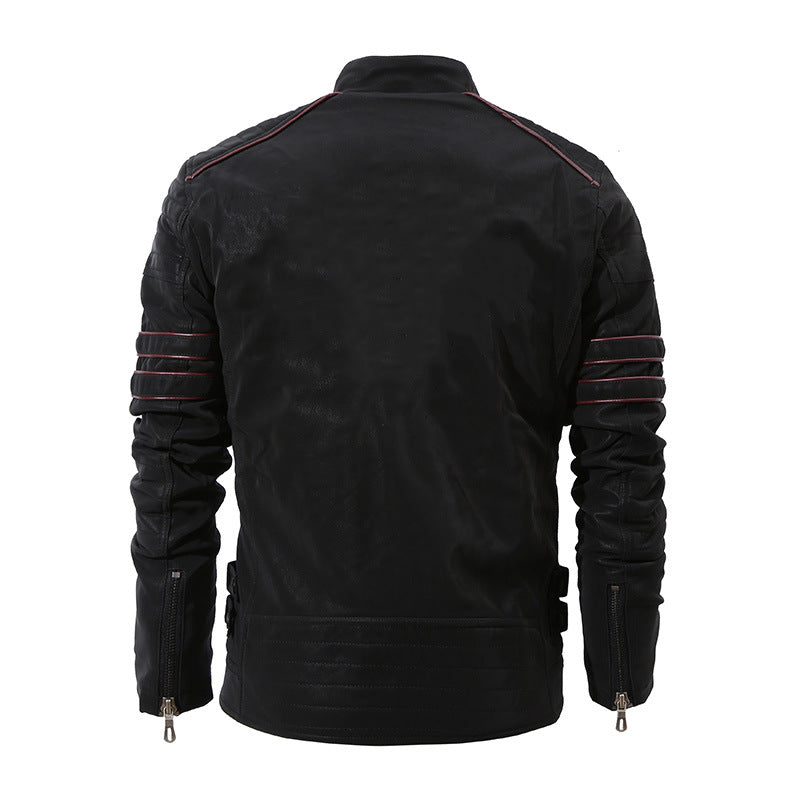 Men's Autumn And Winter Fleece Leather Jacket