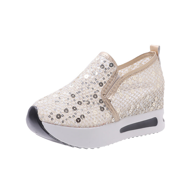 Casual Slip-on High-heeled Loafers Platform-soled Women's Shoes