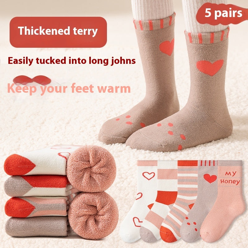 Children's Winter Thickened Velvet Padded Warm Terry Tube Socks