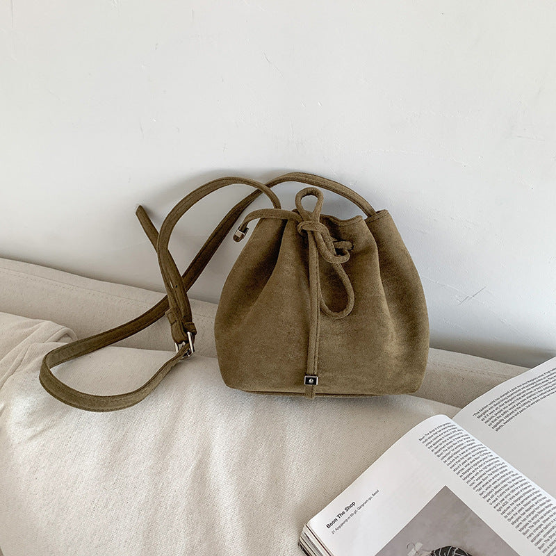 Women's Drawstring Bag Drawstring Mini Bucket Bag Special-interest Design Shoulder Bag