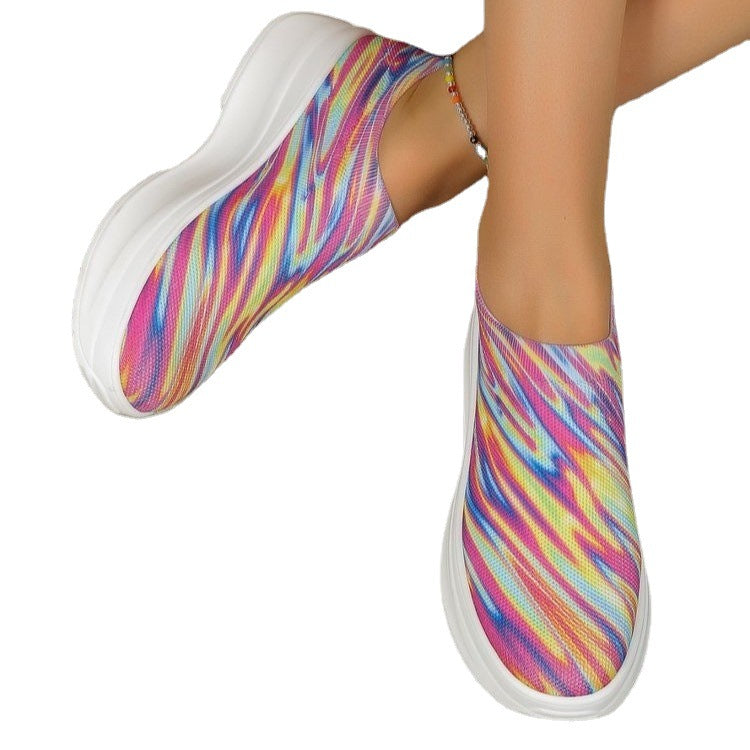Europæiske og amerikanske platform-sneakers med farvegradient og fly-knit