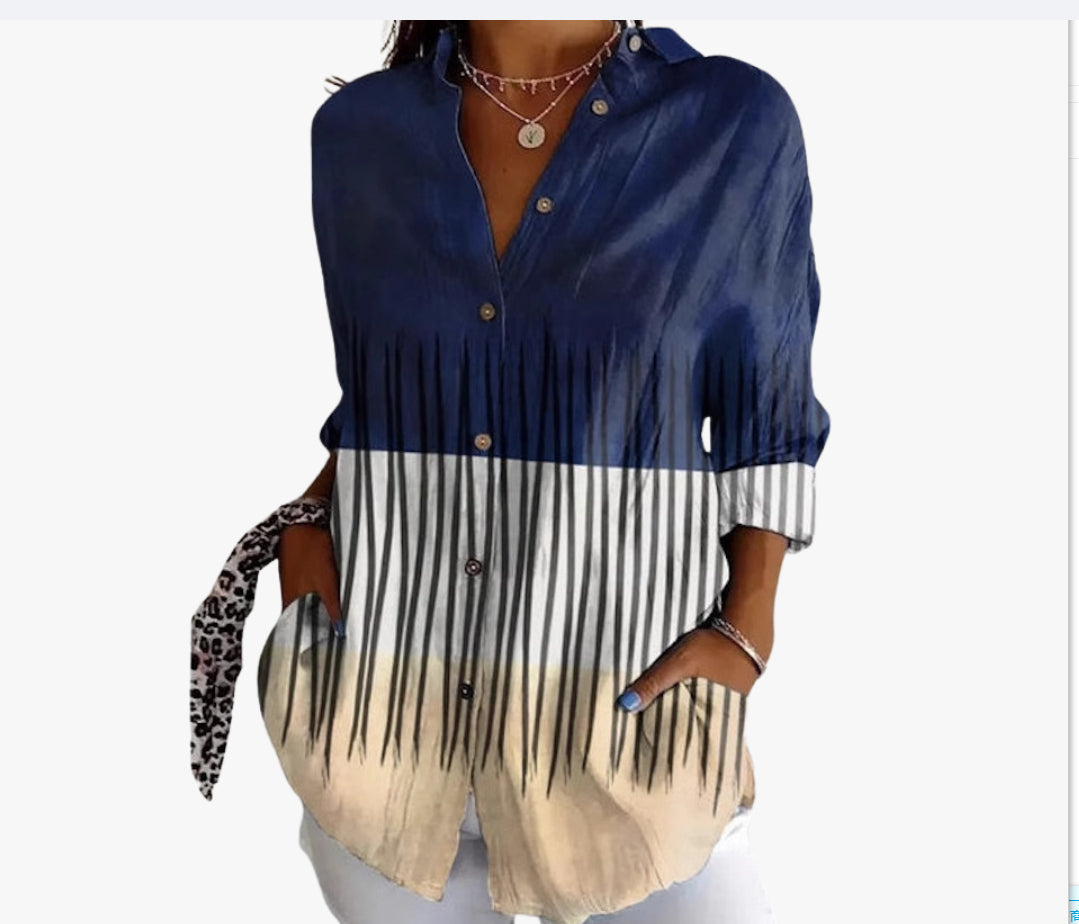 Printed Autumn Leisure Loose Shirt Women's Top