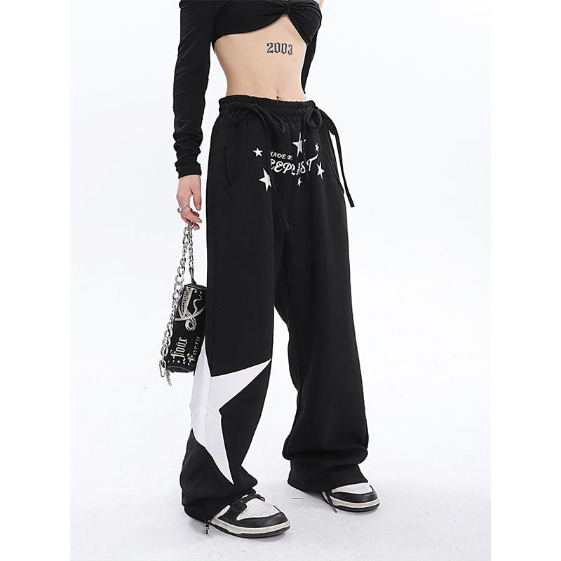 American Retro High Street Hiphop Hip Hop Print Track Sweatpants