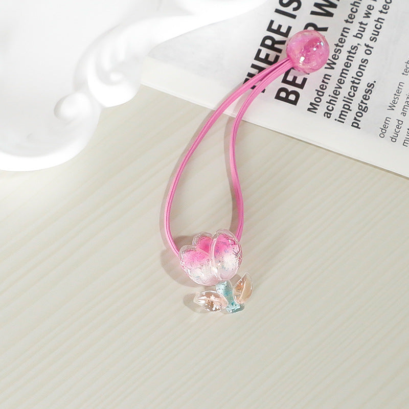 Tulip Rubber Band Hair Band Gradient Color High Elastic Headdress