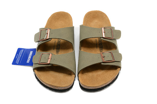 Women's Vintage Cork Flat Boken Sandals Men's One-word Sandals