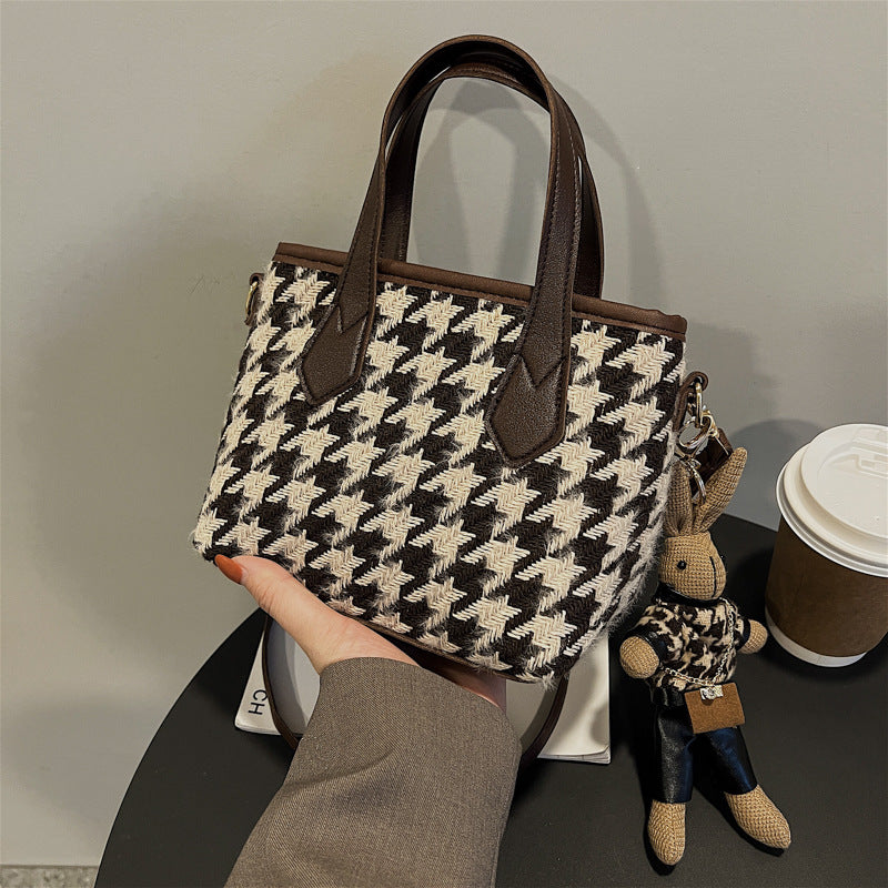 Mode Houndstooth Skuldertasker Bærbare Skakternede Håndtasker All-match Messenger Taske Dame Totes