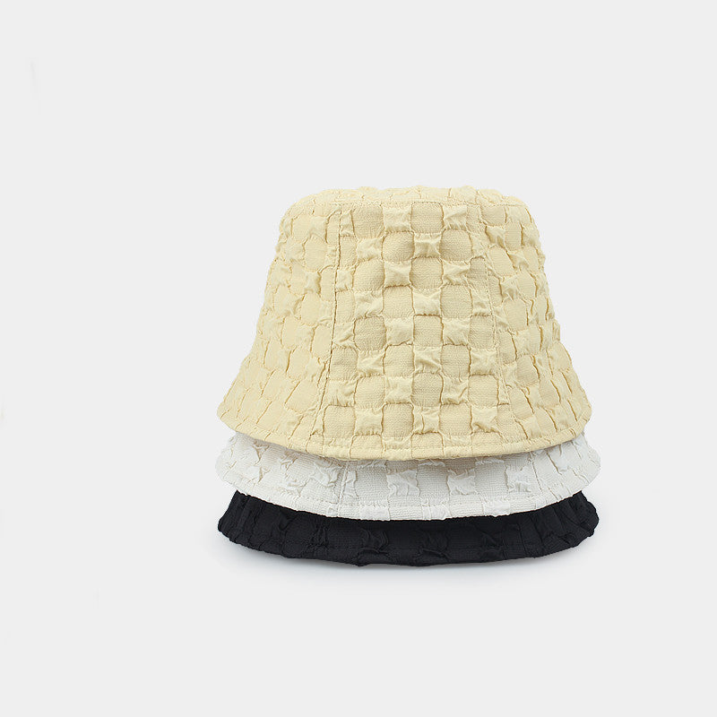 Cloud Pleated Bubble Check Bucket Hat