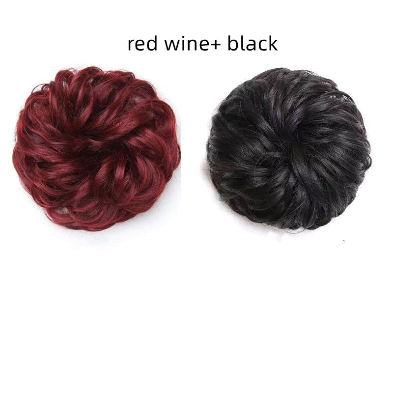 Head Flower Hair Bag Wig Hair Ring Female Curly Hair Natural Flower Bud Head Hair Style Rubber Band Hair Fluffy Imitation