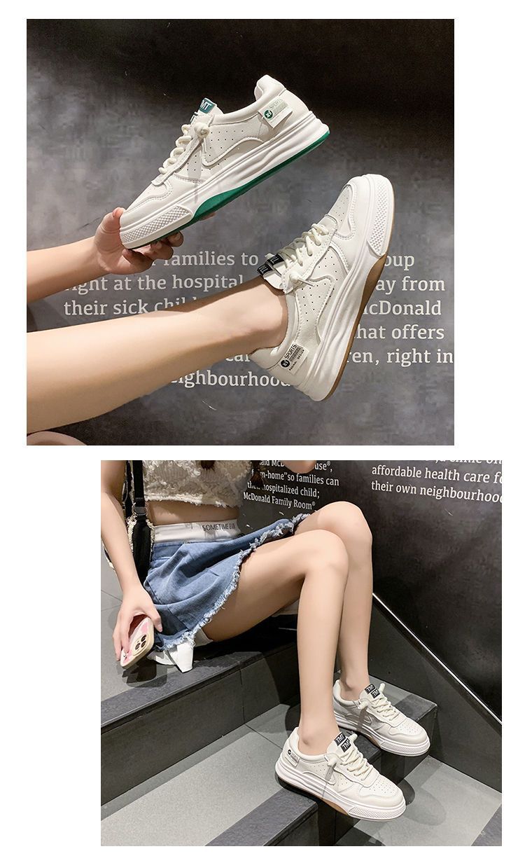 Spring And Autumn Flat Platform White All-matching Casual Sports White Shoes Board Shoes