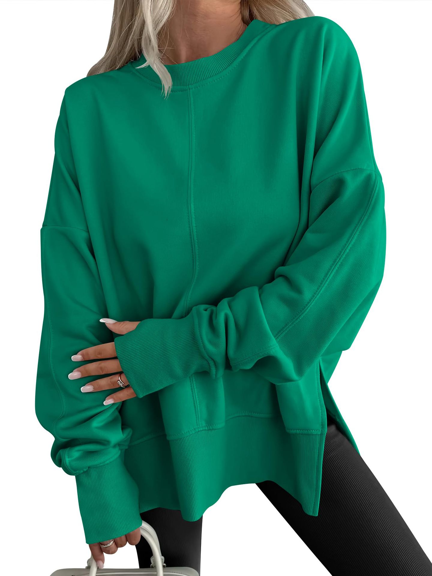 Moderne afslappet rundhalset pullover løs sport langærmet sweater
