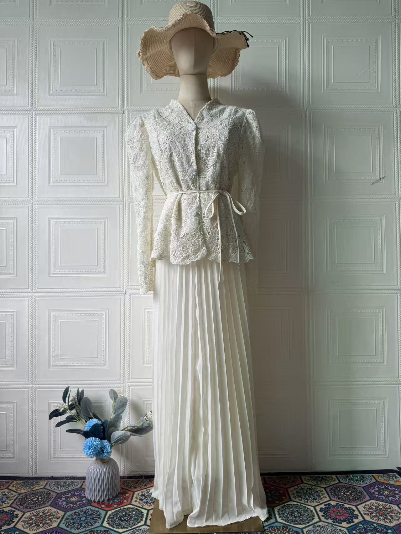 Elegant, Sophisticated Long-sleeve Dress And Skirt Set