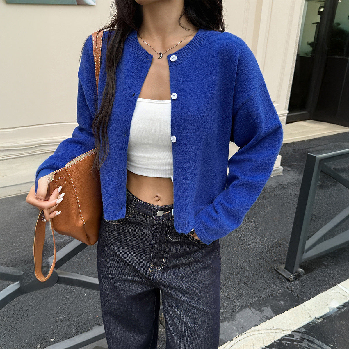 Fashion Solid Color Buttons Jacket For Women