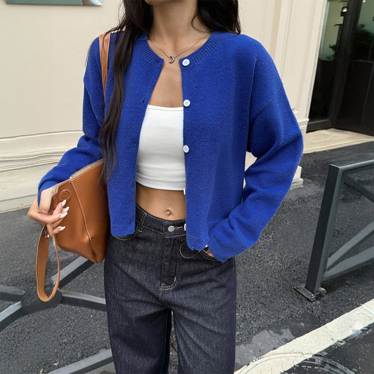 Fashion Solid Color Buttons Jacket For Women