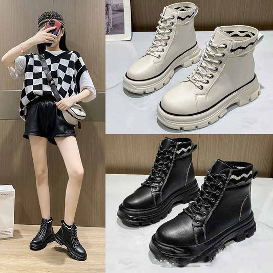 Platform Round Toe Square Heel Women's Boots