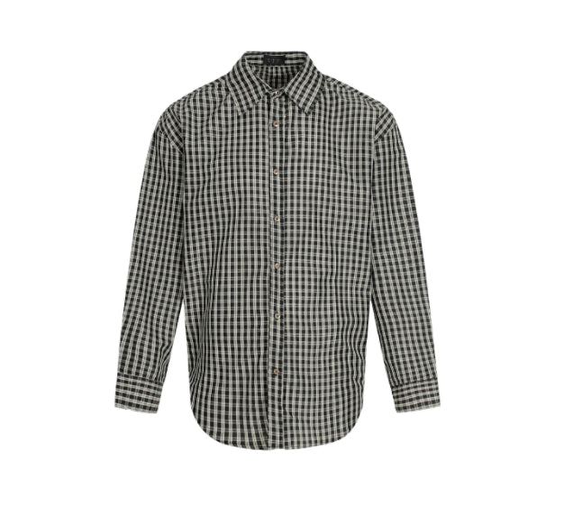 Retro Minimalist Color Block Plaid Long Sleeve Shirt
