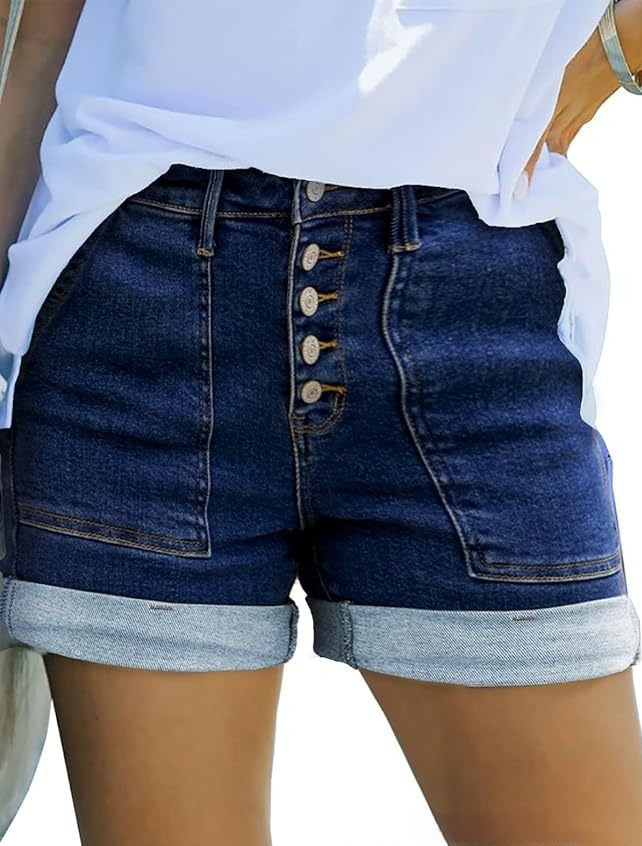 Womens High-waisted Slim-fit Denim Shorts