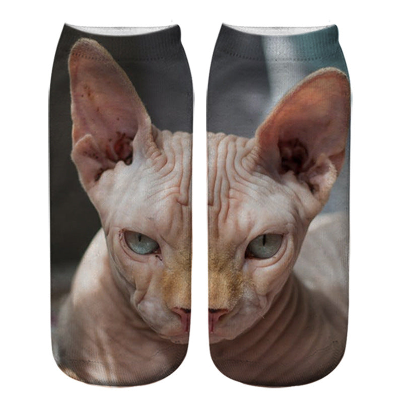 Cat Eye 3D Printing Heat Transfer Short Socks