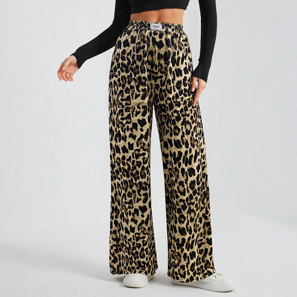 Women's Retro Stylish Leopard Print Wide-leg Pants