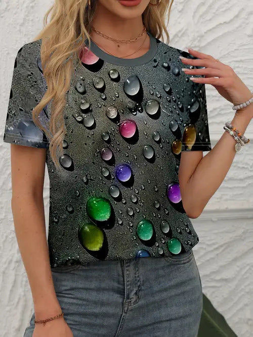 Women's 3D Printed Pattern Garden Collar Short Sleeve