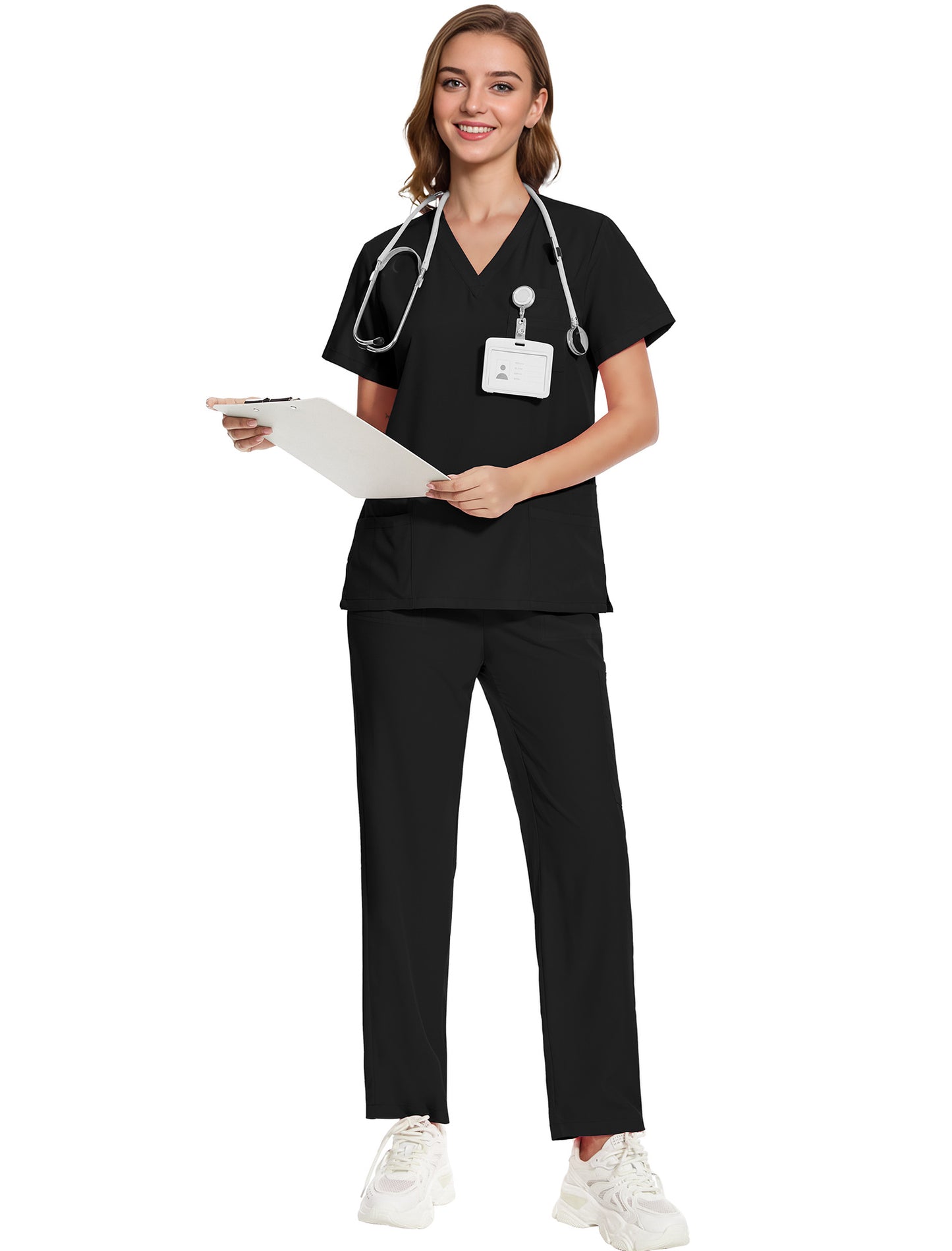 Surgical Gown V-Neck Short-Sleeve Hospital Nurse Uniform Workwear Set
